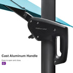 PURPLE LEAF 11.5' X 11.5' Telescopic Patio Umbrella with Base Included Lifting Cantilever Offset Square Large Umbrella for Pool Outdoor Patio Deck Garden Turquiose - Image 7