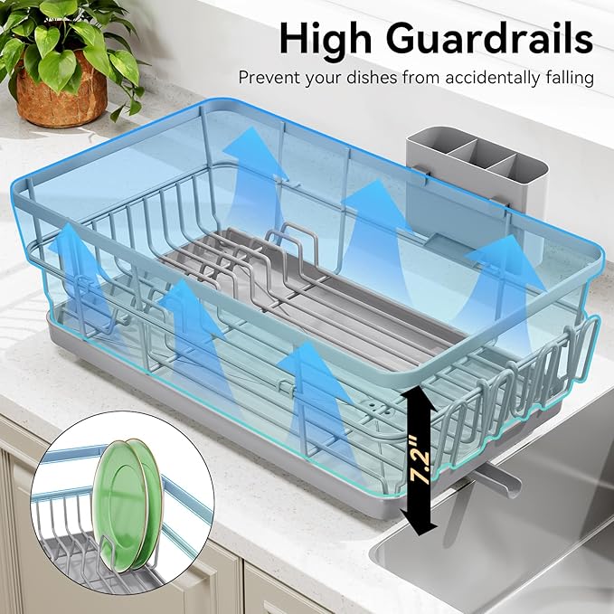 TOOLF Large Dish Drying Rack for Kitchen Counter, Kitchen Dish Racks - Image 2