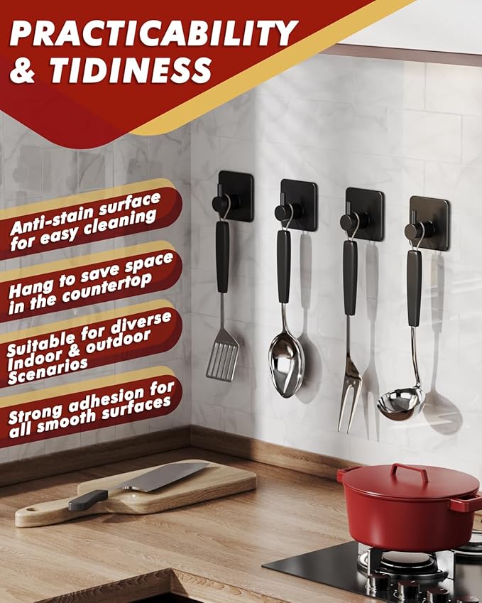 Auxmir Adhesive Hooks Heavy Duty 22lb Towel Hooks - Image 5