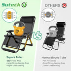 Suteck Oversized Zero Gravity Chair, 29In XL Outdoor Recliner Chair w/Removable Cushion&Headrest, Camping Lounge Chair w/Upgraded Lock&Footrest, Reclining Patio Chairs for Indoor Outdoor,500LBS - Image 6
