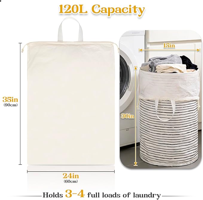 Heavy Duty Laundry Bag, Laundry Basket Liner Replacement, Drawsting Top - Image 2