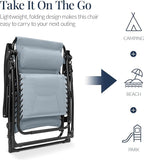 Best Choice Products Oversized Padded Zero Gravity Chair, Folding Outdoor Patio Recliner, XL Anti Gravity Lounger for Backyard w/Headrest, Cup Holder, Side Tray, Polyester Mesh - Breeze Blue - Image 5