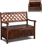 VINGLI Outdoor Storage Bench, Large Wood Deck Box with Seating, Weatherproof Outdoor Bench with Storage Loveseat, 2-Person Wooden Patio Bench for Entryway, Backyard, Garden by VINGLI