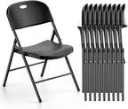 Nazhura 350 Weight Limit Heavy Duty Plastic Folding Chair with Reinfoced Steel Frame for Indoor and Outdoor, Wedding, Party, Restaurant, Meeting Room, Patio and Garden (Black, 10 Pack) by NazhuraGoodCompanionAtHome