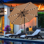 ABCCANOPY Outdoor 11FT Solar Led Patio Umbrellas with 32LED Lights (Tan) - Image 7