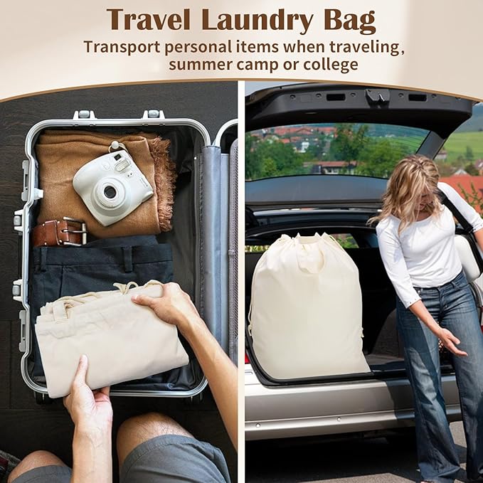 Canvas Laundry Bag with Handles & Drawstring Closure 30”Wx35"H, Thick Canvas - Image 7