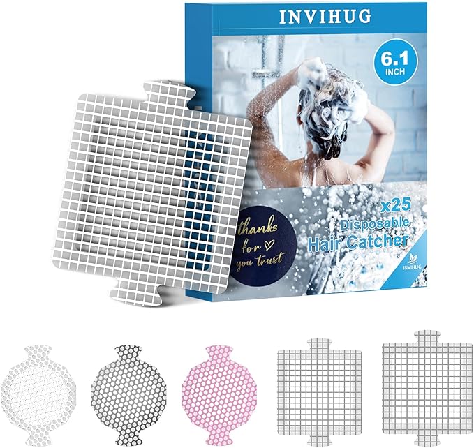 INVIHUG, 25 Pack, Disposable Shower Drain Hair Catcher Mesh Stickers, by BathroomRoomShowerDrainDrainStrainerAccessories
