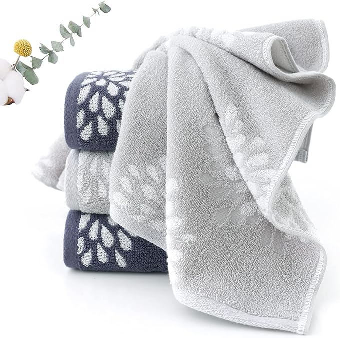 Pidada Hand Towels Set of 2 Hydrangea Floral Pattern 100% Cotton Absorbent Soft - Image 2