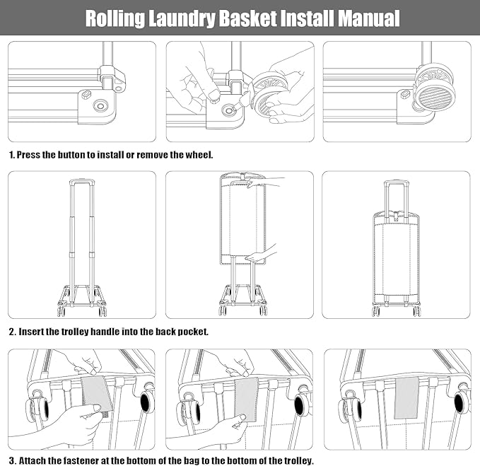Bukere Extra Large Rolling Laundry Basket - Image 9