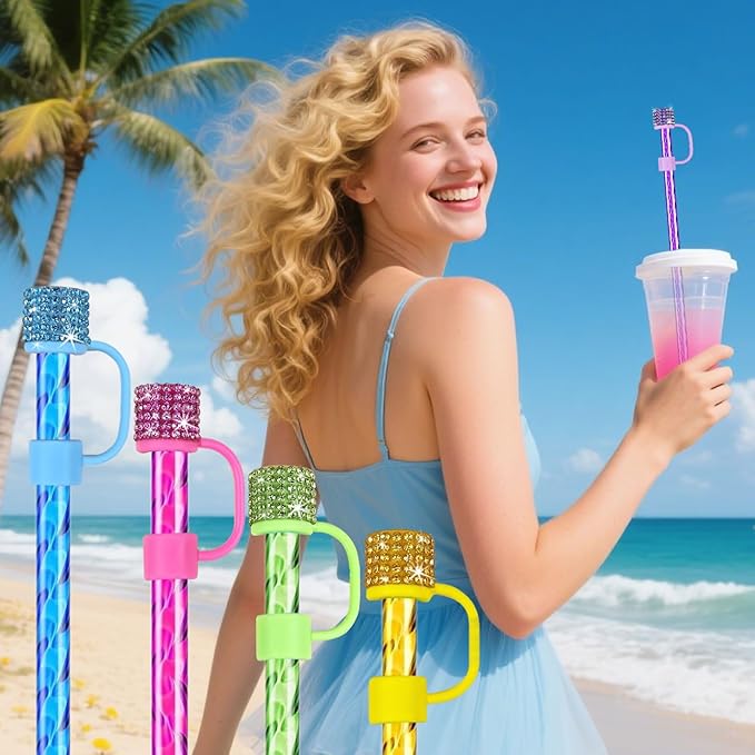 12 Pack Replacement Swirl Straws and Diamond Straw Cover - Image 5