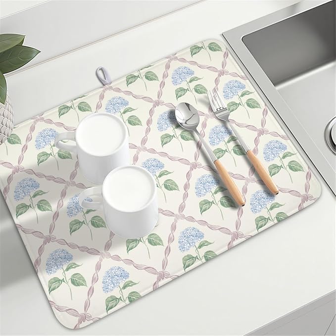 Hydrangea Floral Dish Drying Mat - Image 8