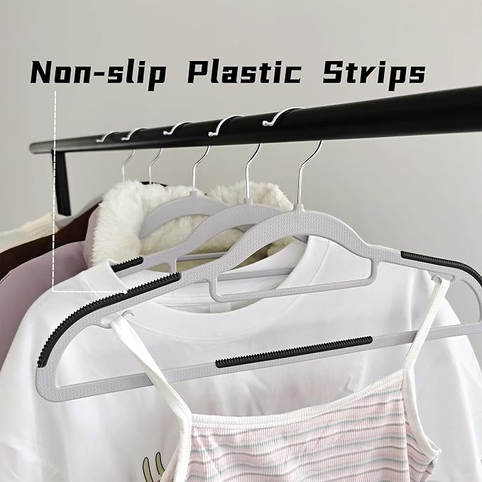 50 Pack Plastic Clothes Hangers- 16.5 Inch Slim Space Saving Hangers - Image 5