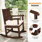 VINGLI Outdoor Rocking Chair, Weatherproof Rocker with Cushion, Wooden Rocking Bench Support 450 LBS for Patio, Yard, Garden, Outdoor or Indoors, Rustic - Image 4