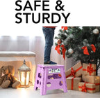 Delxo 13 inch Folding Step Stool, Non-Slip Foldable Stools Up to 300 LBS, Step Stool with Handle, Lightweight for Kitchen, Bathroom, Bedroom, Garden, Light Purple, 1PC - Image 3