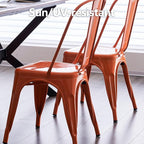 Nazhura Metal Dining Chair Farmhouse Tolix Style for Kitchen Dining Room Café Restaurant Bistro Patio, 18 Inch, Stackable, Waterproof Indoor/Outdoor (Sets of 4) (Orange, Steel Seat) - Image 5