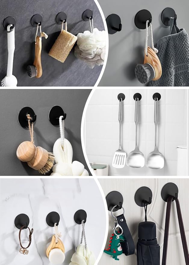 8 Pack Adhesive Towel Hooks for Bathroom, Stick on Hooks Bathroom Kitchen for - Image 8