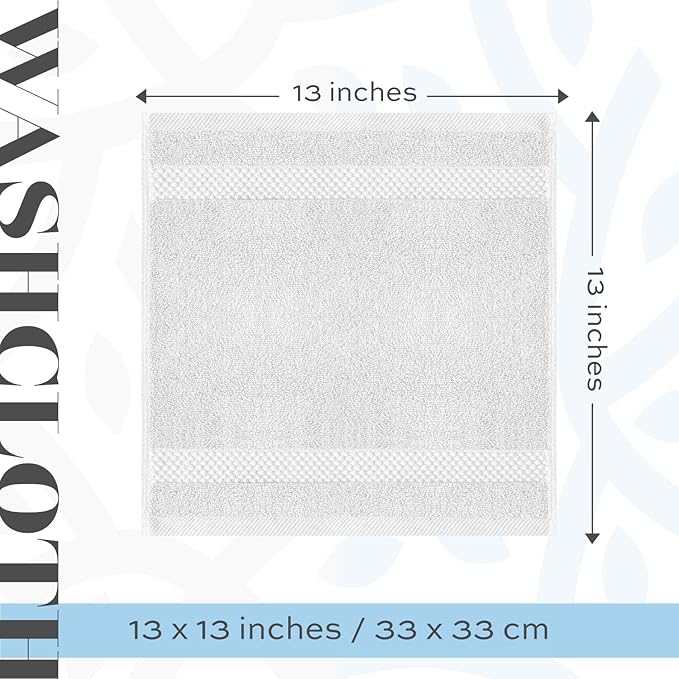 White Classic Luxury Cotton Washcloths 13x13 Inch - Image 4