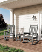 HDPE Rocking Chair Outdoor Set of 6 - Poly High Back Porch Rocker Chairs for Adults - All Weather Resistant Furniture for Patio Front Porch - Gray - Image 6