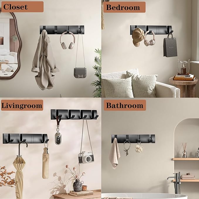 Folding Coat Hooks, Wall Mounted Coat Rack - Image 8
