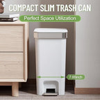 Slim Bathroom Trash Can With Lid, 2.6 Gallon /10 Liter Small Wastebasket - Image 4