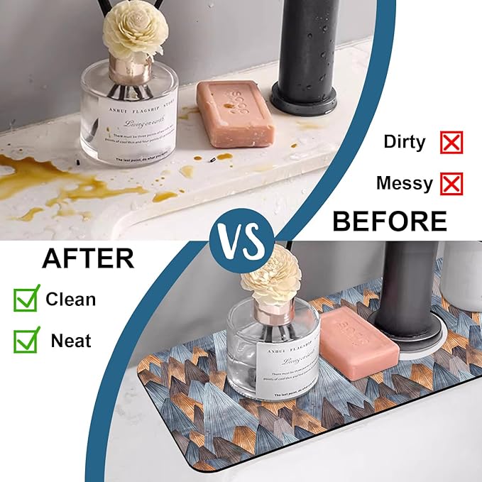 Abstract Mountain Sink Faucet Absorbing Mat Mountain Landscape Super Absorbent - Image 6