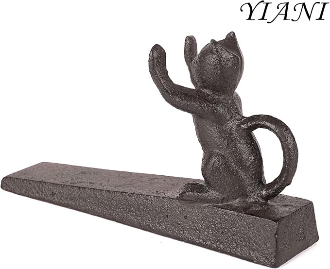 Door Stopper- 10015651-V1-Cast Iron Cat Scratching Door Stopper - Image 3