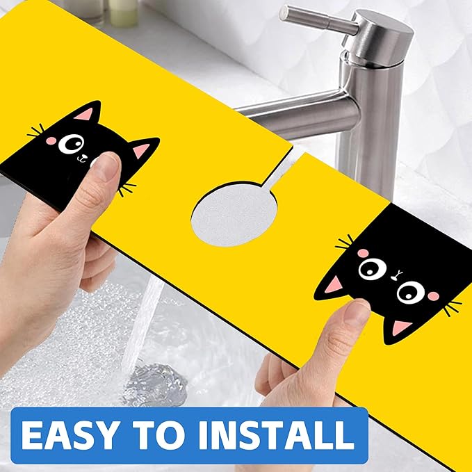Cute Black Cat Head Kitchen Sink Splash Guard Mat Absorbent Fast Drying Mat - Image 6