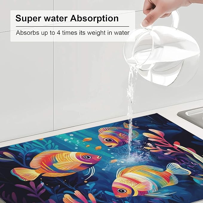 Colorful Fishes Ocean Dish Drying Mats - Image 5
