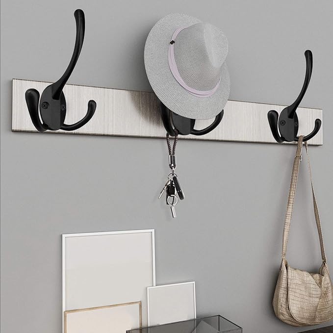 IBosins 6 Pack Big Heavy Duty Three Prongs Coat Hooks Wall Mounted - Image 7