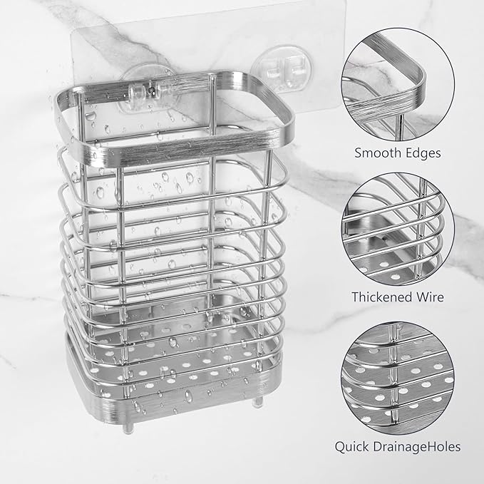Wall Mount Toothbrush Holder for Bathroom, Stainless Steel Rustproof Toothbrush - Image 2