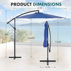 OLIXIS Offset Patio Umbrella, 9.7FT Cantilever Table Umbrellas for Outdoor Sun Shade UV Protection with Easy Tilt Adjustment, 8 Ribs for Backyard, Lawn, Garden, Pool - Blue - Image 5