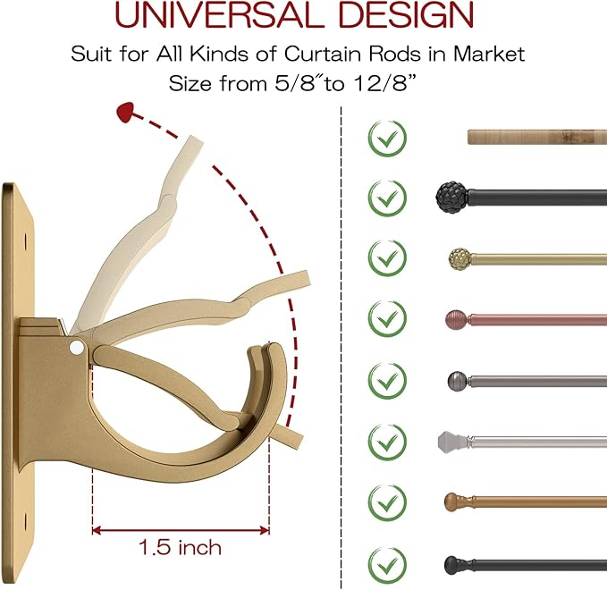 4 Pieces Self Adhesive Curtain Rod Bracket Universal Plastic Curtain Rod Holders - Image 2