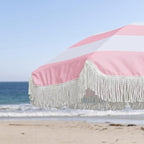 AMMSUN 7ft Patio Umbrella with Fringe Outdoor Tassel Umbrella UPF50+ Premium Steel Pole and Ribs Push Button Tilt, Riviera Pink Stripe - Image 5