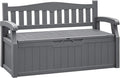 Flamaker 80 Gallon Storage Bench Outdoor Indoor, Durable All-Weather Seating with Hidden Storage, Lockable Deck Box for Garden, Patio, Poolside (Grey) by Flamaker