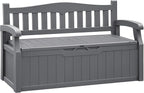 Flamaker 80 Gallon Storage Bench Outdoor Indoor, Durable All-Weather Seating with Hidden Storage, Lockable Deck Box for Garden, Patio, Poolside (Grey) by Flamaker