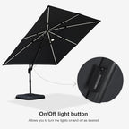 PURPLE LEAF 10 Feet Patio Umbrella with Base Outdoor Cantilever Solar Powered LED Square Umbrella Aluminum Offset Umbrella with 360-degree Rotation for Garden Deck Pool Patio, Grey - Image 7