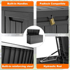 86 Gallon Outdoor Deck Box, Lockable Waterproof Outdoor Storage Boxes For Garden Tools,Indoor Cushions,Accessories Outside Storage Resin Weatherproof Container(Black) - Image 8
