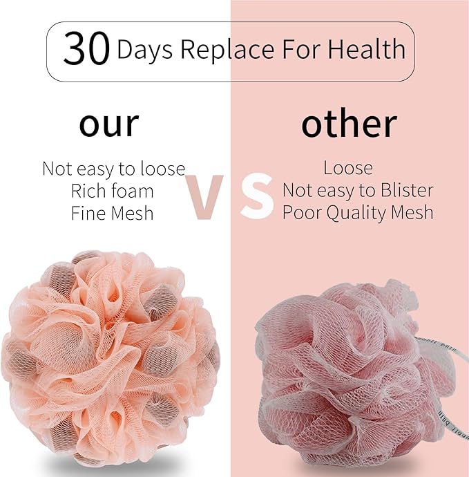 Bath Loofah Shower Sponge Body Back Scrubber Soft Mesh Shower Puffs Exfoliating - Image 4