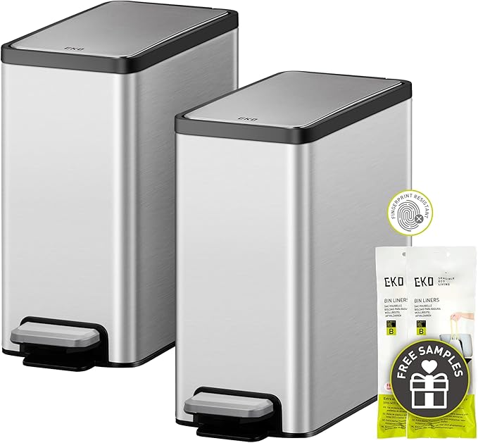 EKO 2 Pack Small Bathroom Trash Can by EKO