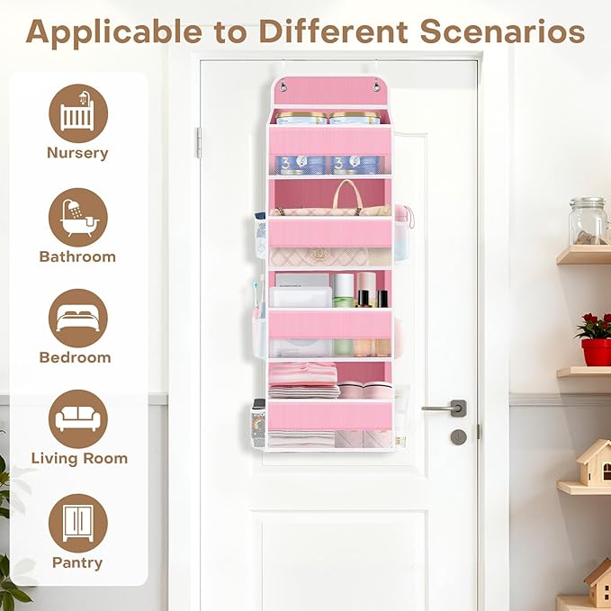 SpaceWhisper Over the Door Organizer, 4 Large Pocket Hanging Storage Organizer - Image 3