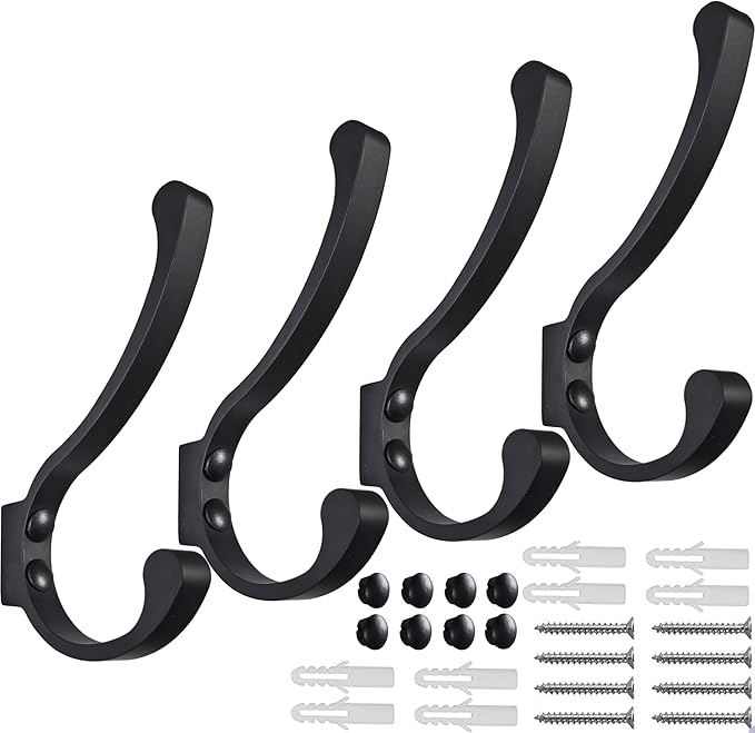Coat Hooks for Wall, Heavy Duty Large Wall Hooks for Hanging Wall Mounted Metal by Latomex