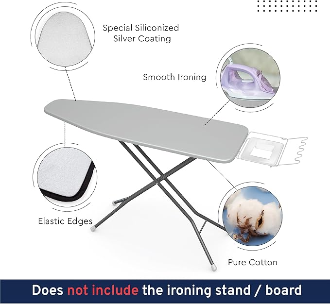 Encasa XO Ironing Board Cover And Pad 42"x14" - 4mm Felt & 2mm foam Metallized - Image 4