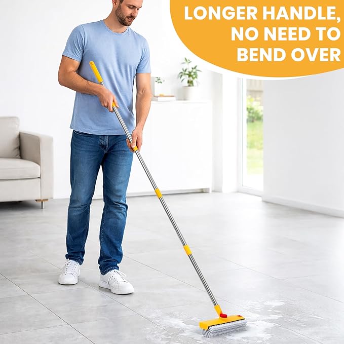 64in Floor Scrub Brush with Long Handle, 3 in 1 Hard Bristle Cleaning Brush - Image 7