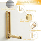 2 Pcs Folding Coat Hooks, 4.33 in Gold Extended Foldable Wall Hooks Heavy Duty - Image 4