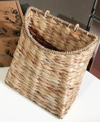 Boho Woven Wall Hanging Basket – Water Hyacinth Flat Back Basket - Image 9