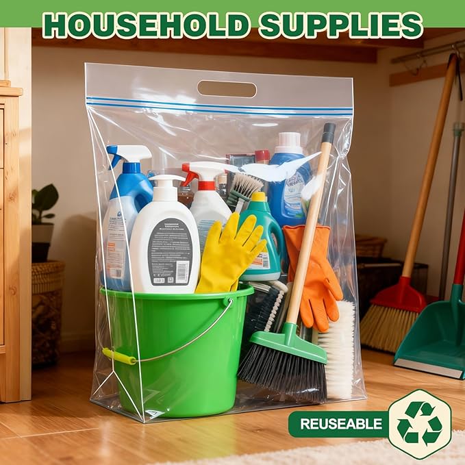 5 PACK 25 Gallon Extra Large Storage Bags, 35.5"x 24"x 7" Resealable Clear - Image 6