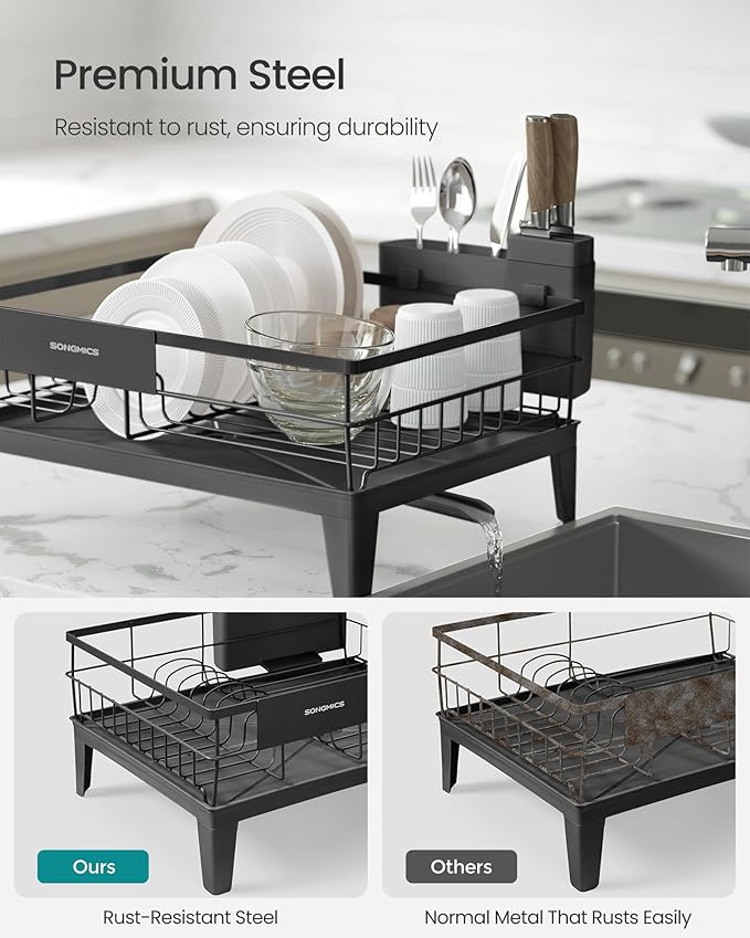 SONGMICS Dish Drying Rack, Kitchen Dish Rack, - Image 3