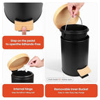 Small Bathroom Trash Can with Natural Bamboo Lid Soft Close，3 Liter / 0.8 - Image 6