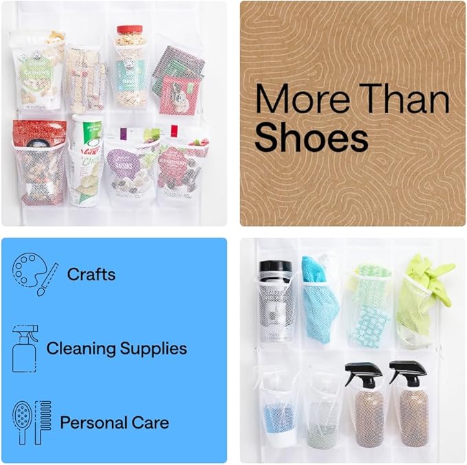 GORILLA GRIP Over the Door Shoe Organizer, 35 Large Breathable Mesh Pockets - Image 6