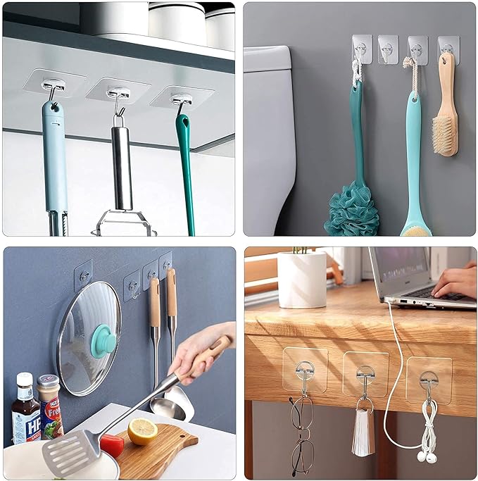 Adhesive Hooks Removable Wall Hooks 13 LB Ceiling Hook Transparent Seamless - Image 2